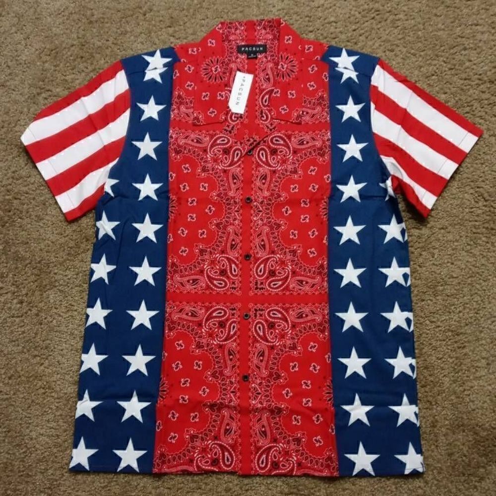 Pacsun Dusk Till Dawn Woven Camp Button Down Shirt Size Medium
